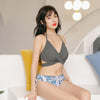 GOLWIS レディース 水着 ビキニ 2点セット クロッシー デザインフレア セクシー クロスビキニ ピーチ 20代 30代セクシー クロスバンド キュロット