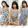 GOLWIS 水着 レディース ビキニ 体型カバー 海 プール リゾート 大人 セクシー ボタニカル柄 サロペット チューブトップワイヤー入り ヒップカバー 露出控えめ